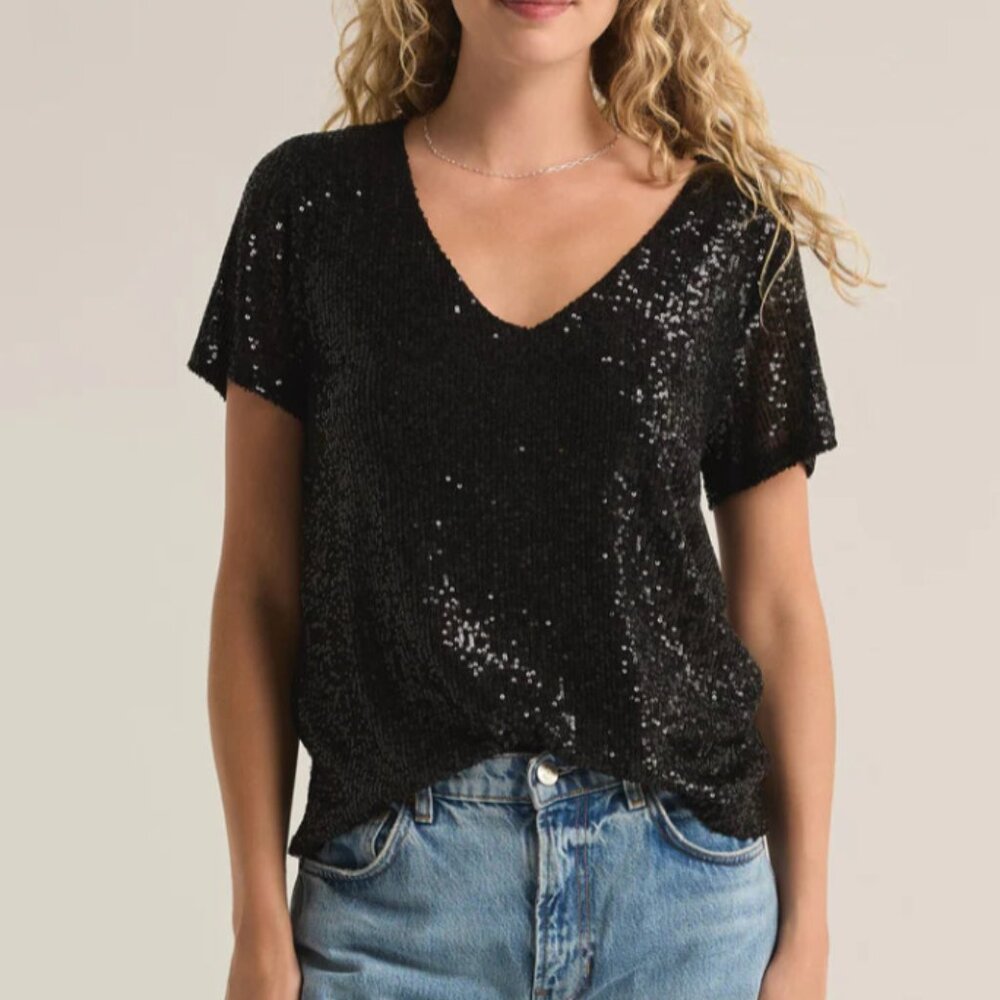 Z Supply Sequins V-Neck Tee